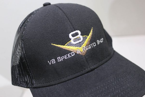 V8 Speed and Resto Shop Black Trucker Cap