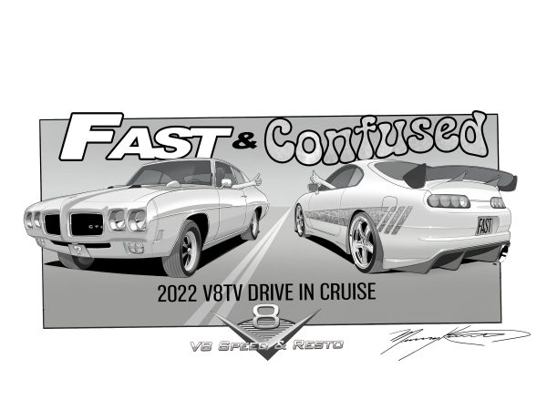 2022 V8TV Drive In Cruise Tee Shirt Art