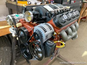 1968 Oldsmobile 442 Roadster Shop Chassis install with LS3 V8 and Tremec TKX 5 Speed Manual Transmission at the V8 Speed and Resto Shop