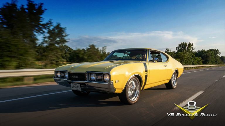 1968 Oldsmobile 442 Roadster Shop Chassis, LS Engine, and Tremec TKX 5 Speed install at the V8 Speed and Resto Shop