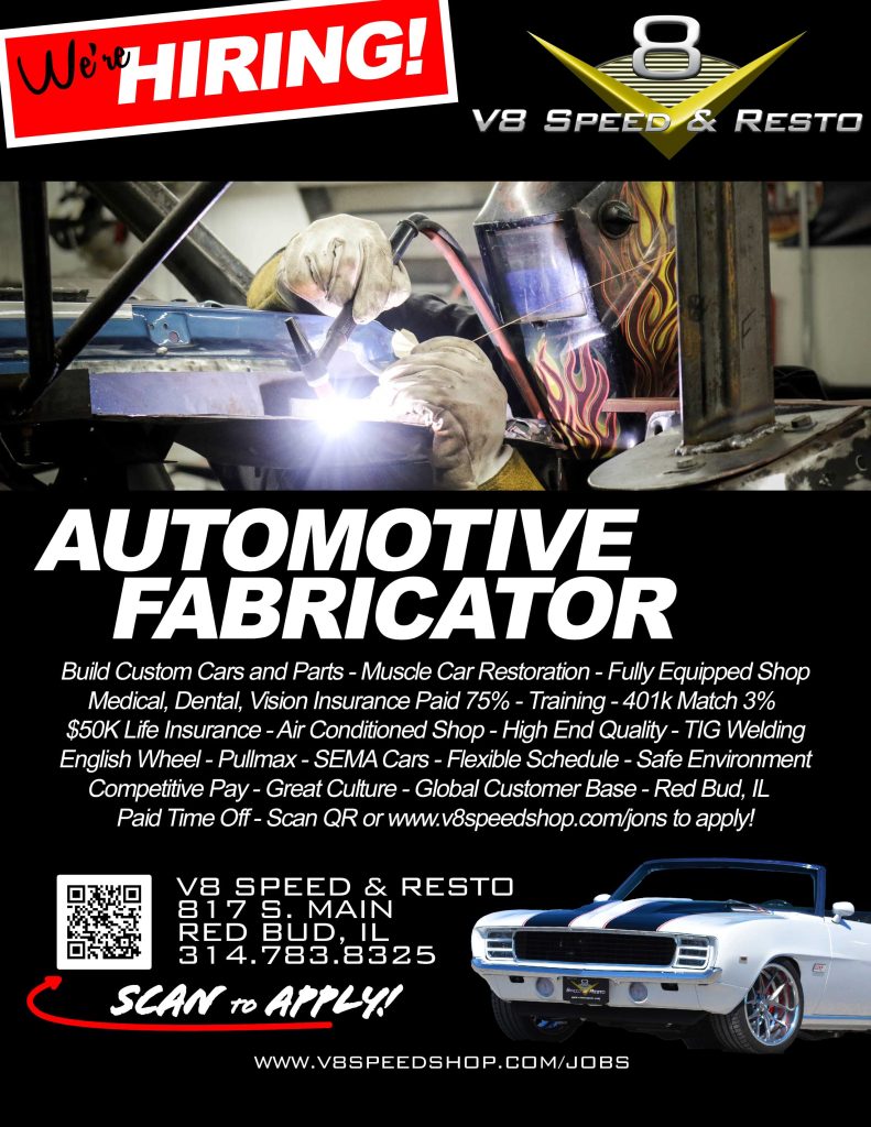 V8 Speed and Resto Shop Automotive Fabricator Job Opening Now Hiring! 