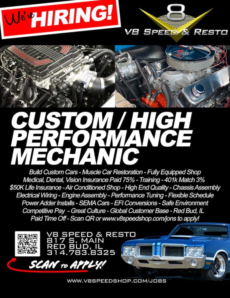 V8 Speed and Resto Shop is Hiring A Mechanic!