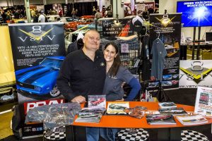 Kelle and Kevin Oeste of the V8 Speed and Resto Shop at the Muscle Car and Corvette Nationals Show in Chicago.
