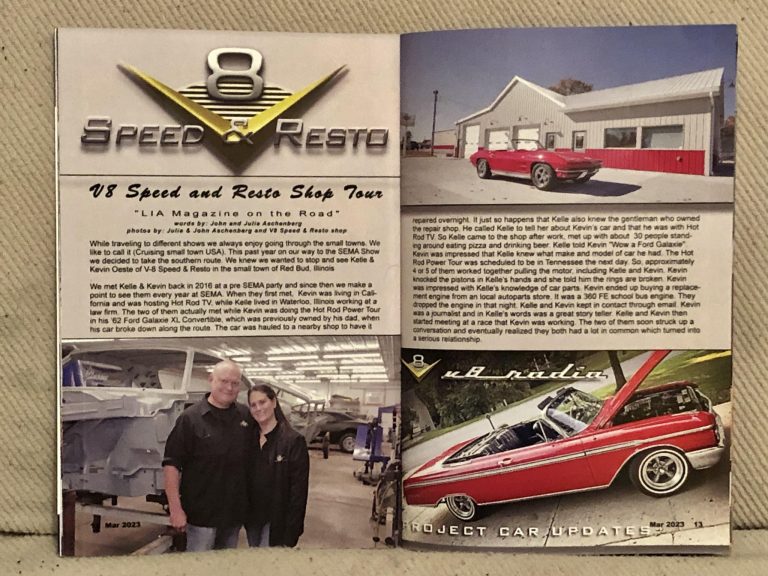 Kelle Oeste and V8 Speed and Resto Shop Featured in LIA Ladies In Autosport Magazine