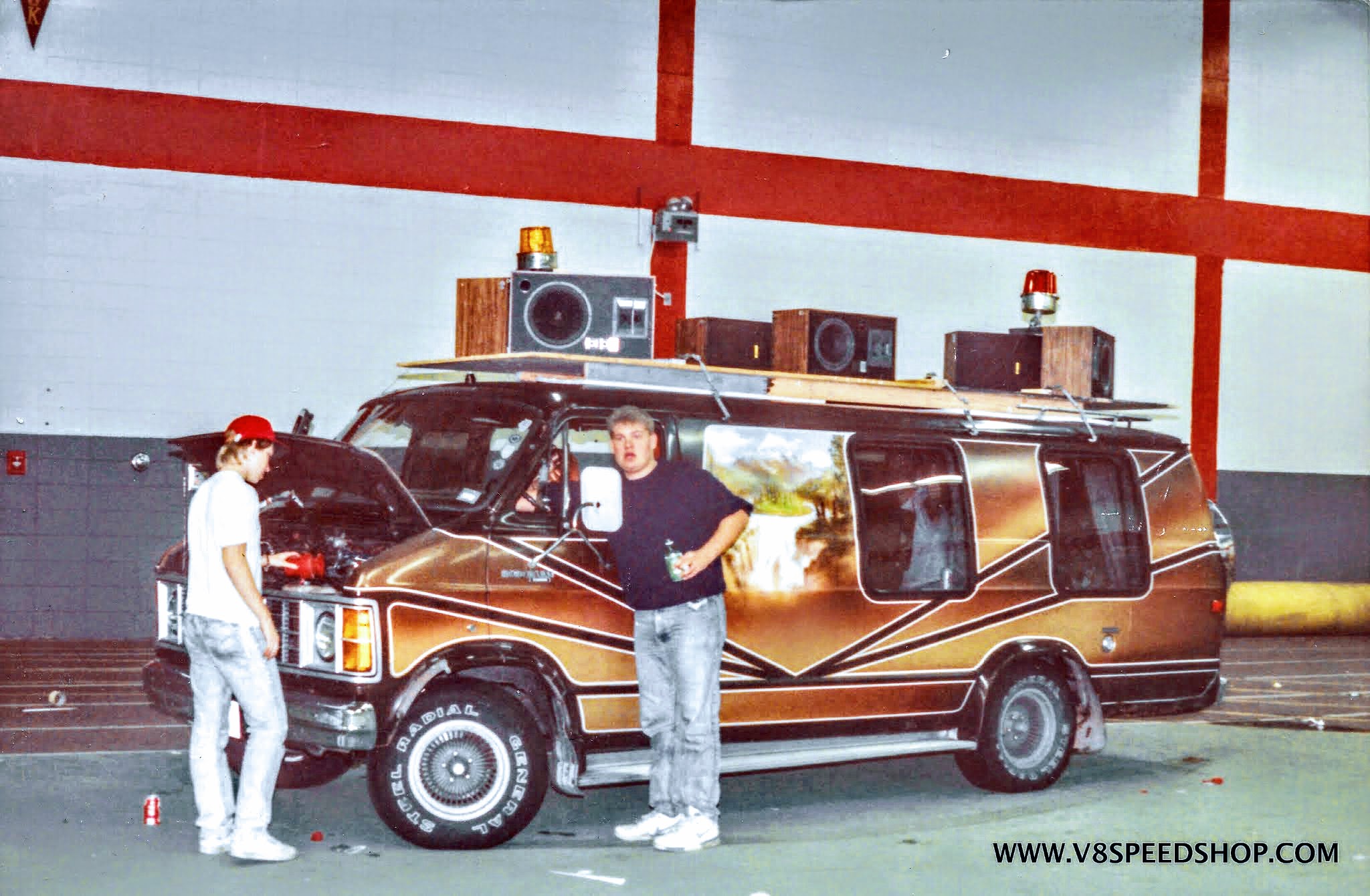 1979 Dodge B200 Maxivan custom conversion being prepared for the homecoming parade at Maine South high school 1989 Kevin Oeste