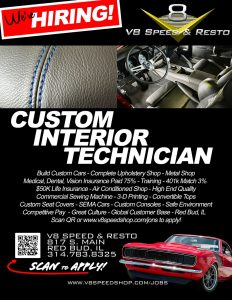 Hiring Custom Interior Technician at V8 Speed and Resto Shop