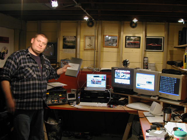 Kevin Oeste holds the first V8TV Television episode betacam SP tape in March of 2005