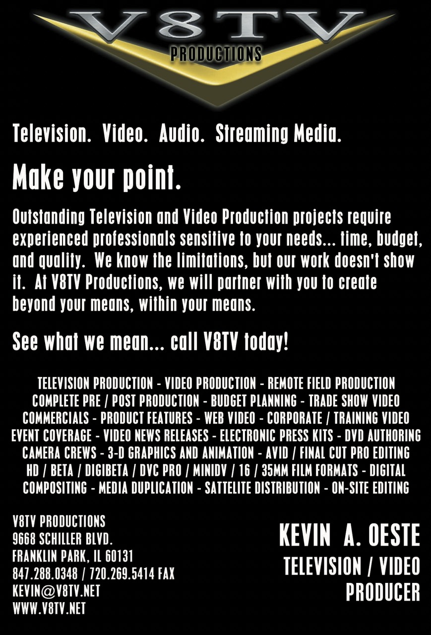First V8TV Productions Print Advertisement, 2004