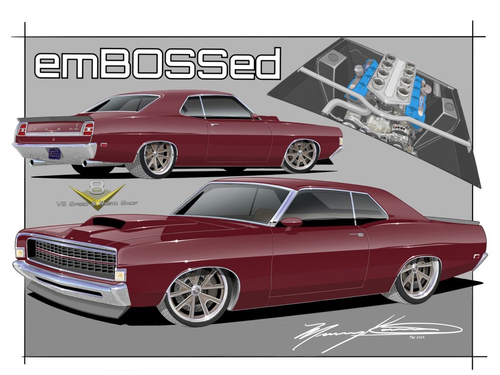 1969 Ford Cobra "EmBossed" custom build at V8 Speed and Resto Shop