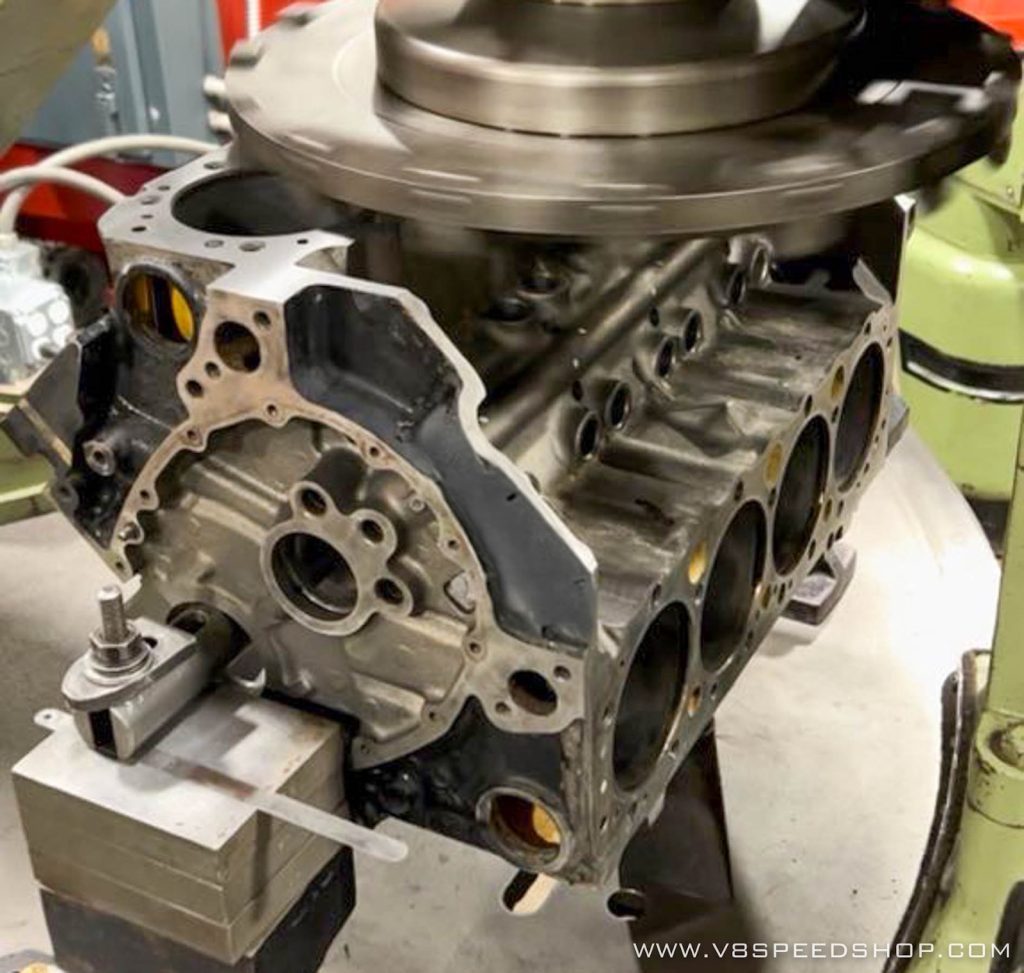 Cylinder block surfacing at the V8 Speed and Resto Engine Machine Shop